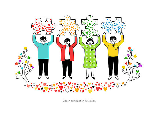 나무 여자 남자 행복 일러스트 함께함 사랑 들기 사람 여러명 하트 퍼즐 퍼즐조각 긍정 시민 참여 국내일러스트 AI파일 모양 식물 감정 조각 다수 컨셉 모션 국민 파일형식 벡터