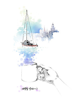 PSD 해외 손 호수 해외여행 여행 요트 일러스트 캘리그라피 붓터치 한손 들기 사람 건물 신체부위 로맨틱 머그컵 커피잔 그리스 번짐 랜드마크 국내일러스트 건축물 유럽 커피 컨셉 배_교통 모션 잔 컵 파일형식 효과