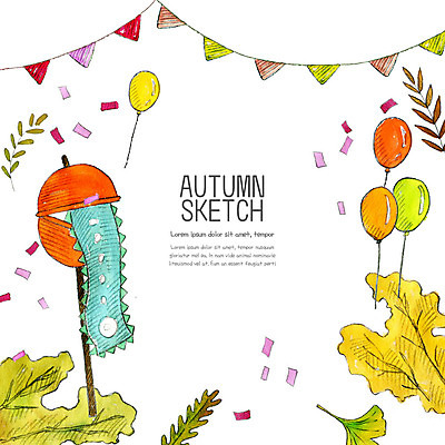 PSD 계절 단풍 낙엽 일러스트 사람없음 컬러풀 가을 스케치 오브젝트 은행잎 꽃가루 풍선 체육대회 박터트리기 국내일러스트 컬러 잎 미술 가루 체육 대회 파일형식