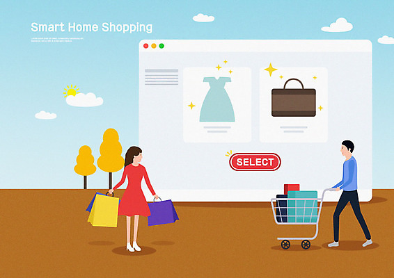 PSD 커플 원피스 여자 남자 인터넷 가방 일러스트 모바일 성인 두명 쇼핑 쇼핑백 맑음 쇼핑카 선택 스마트 온라인쇼핑 모바일쇼핑 홈쇼핑 성인만 스토어 국내일러스트 잡화 옷 컨셉 관계 날씨 사람 카트 온라인 파일형식