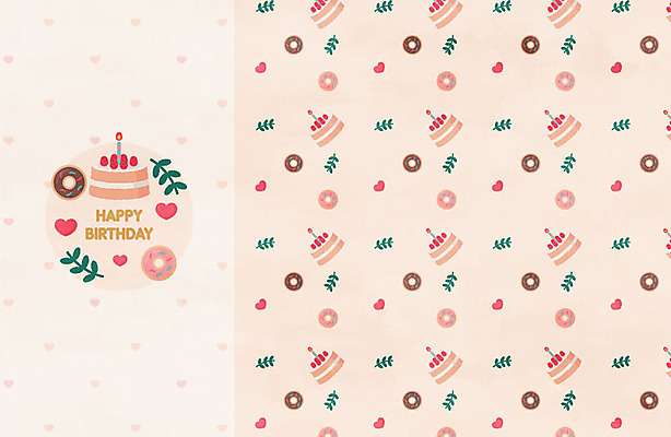 디자인 패턴 일러스트 사람없음 세트 케이크 패턴백그라운드 생일 도넛 생일축하 베이지색 국내일러스트 AI파일 기념일 컬러 백그라운드 무늬 디저트 축하 파일형식 벡터