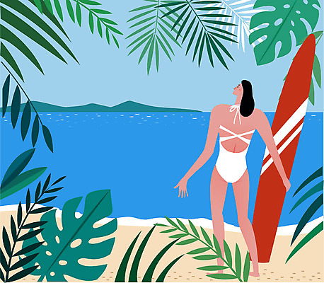 해외 우먼라이프 라이프스타일 여자 수영복 행복 바다 여행 일러스트 휴가 휴식 바캉스용품 한명 사람 성인 여름 여름휴가 바캉스 서핑보드 즐거움 휴양지 힐링 해수욕 싱글라이프 성인여자한명만 소확행 혼행 국내일러스트 AI파일 1 옷 계절 감정 컨셉 생활 장소 보드_스포츠 오브젝트 신조어 약어 여자한명만 성인여자만 파일형식 벡터 여름_계절