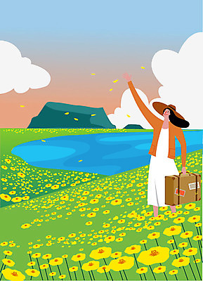 우먼라이프 라이프스타일 여자 행복 여행 일러스트 휴가 휴식 바캉스용품 한명 사람 성인 여름 여름휴가 바캉스 제주도 즐거움 유채 힐링 성산일출봉 싱글라이프 성인여자한명만 소확행 혼행 국내일러스트 AI파일 1 계절 꽃 감정 컨셉 한국 생활 오브젝트 신조어 서귀포 약어 여자한명만 성인여자만 파일형식 벡터 여름_계절