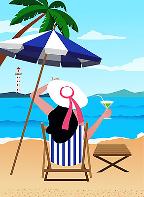 해외 우먼라이프 라이프스타일 여자 행복 바다 여행 일러스트 휴가 휴식 열대 바캉스용품 한명 사람 성인 여름 여름휴가 바캉스 즐거움 휴양지 선베드 힐링 싱글라이프 성인여자한명만 소확행 혼행 국내일러스트 AI파일 1 계절 감정 컨셉 의자 생활 장소 오브젝트 신조어 약어 여자한명만 성인여자만 파일형식 벡터 여름_계절