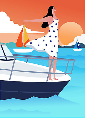 우먼라이프 라이프스타일 여자 행복 바다 여행 요트 일러스트 휴가 휴식 바캉스용품 한명 사람 성인 여름 여름휴가 바캉스 일몰 즐거움 힐링 싱글라이프 성인여자한명만 소확행 혼행 국내일러스트 AI파일 1 계절 감정 컨셉 배_교통 생활 노을 오브젝트 신조어 약어 여자한명만 성인여자만 파일형식 벡터 여름_계절