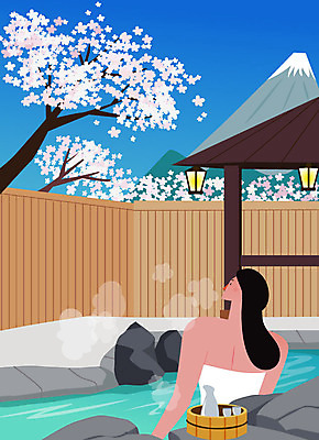 우먼라이프 라이프스타일 여자 행복 여행 일러스트 휴가 휴식 바캉스용품 한명 사람 성인 여름 여름휴가 바캉스 온천 벚꽃 즐거움 힐링 노천탕 싱글라이프 성인여자한명만 소확행 혼행 국내일러스트 AI파일 1 계절 꽃 감정 컨셉 생활 스파 오브젝트 신조어 약어 여자한명만 성인여자만 파일형식 벡터 여름_계절