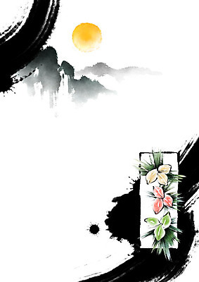 PSD 전통 접시 명절 음식 일러스트 캘리그라피 붓터치 산 떡 흑백 사람없음 태양 흰색 송편 번짐 솔잎 오색송편 국내일러스트 자연요소 식기 기념일 컬러 잎 촬영기법 파일형식 효과