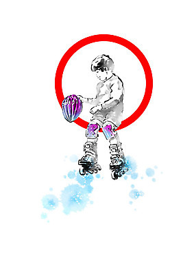 PSD 교육 남자 어린이 일러스트 캘리그라피 붓터치 안전 사람 소년 보라색 롤러블레이드 안전장비 번짐 에듀 착용 소년한명만 스쿨팩 국내일러스트 컬러 취미 장비 에듀케이션 남자한명만 소년만 파일형식 효과