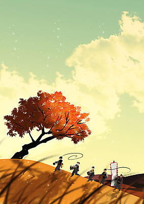 PSD 구름 명절 일러스트 하늘 단풍나무 따뜻함 사람 풍경 초원 여러명 추석 가을풍경 가을 풍물놀이 언덕 남사당놀이 국내일러스트 자연요소 나무 전통 계절 기념일 다수 단풍 국악 전통놀이 파일형식 가을_계절