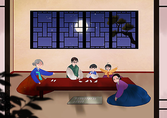 PSD 나무 여자 명절 노년 남자 할머니 어린이 일러스트 가족 엄마 손자 손녀 사람 풍경 여러명 성인 추석 화목 달 가을 아빠 야간 한복 송편 송편빚기 국내일러스트 자연요소 식물 한국전통 전통 계절 기념일 다수 컨셉 관계 떡 전통의상 손주 요리중 파일형식