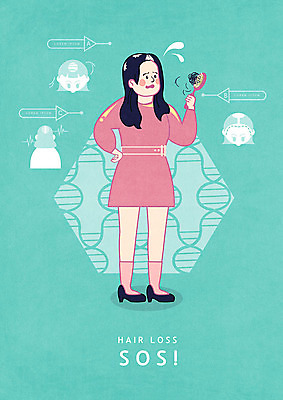 전신 PSD 여자 일러스트 스트레스 한명 사람 성인 치료 파란색 머리빗 육각형 클리닉 불만 sos 모발이식 원형탈모 탈모 탈모클리닉 성인여자한명만 국내일러스트 도형 1 감정 컬러 의학 미용용품 구조요청 증상 여자한명만 성인여자만 파일형식