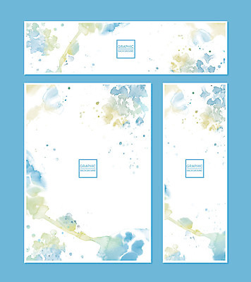 PSD 템플릿 배너 배너템플릿 가로배너 포스터 세로배너 하늘색 백그라운드 그래픽백그라운드 붓터치 추상 수채화 프레임 사람없음 그래픽 세트 현수막 번짐 무늬 가로 세로 파란색 파일형식 효과