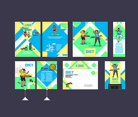 템플릿 배너 배너템플릿 여자 남자 다이어트 건강 이벤트 여러명 성인 세트 컬러풀 운동 헬스 현수막 짐볼 엽서 초대장 훌라후프 성인만 소봉투 행사세트 행사템플릿 AI파일 컬러 다수 편지봉투 카드_감사 사람 편지 파일형식 벡터
