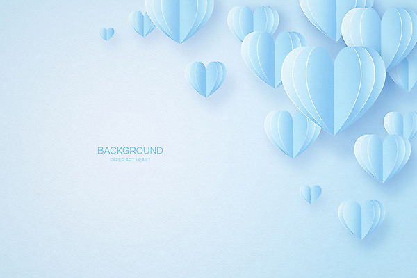 백그라운드 일러스트 프레임 이벤트 사람없음 파란색 하트 페이퍼아트 미니멀 국내일러스트 AI파일 모양 컬러 파일형식 벡터