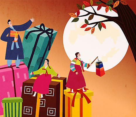 나무 여자 명절 남자 행복 일러스트 가족 선물 사람 세명 추석 가을풍경 주황색 보름달 달 가을 가족라이프 한복 즐거움 선물꾸러미 추석선물 명절선물 국내일러스트 AI파일 자연요소 식물 한국전통 전통 라이프스타일 계절 기념일 감정 컬러 관계 풍경 전통의상 파일형식 벡터 가을_계절