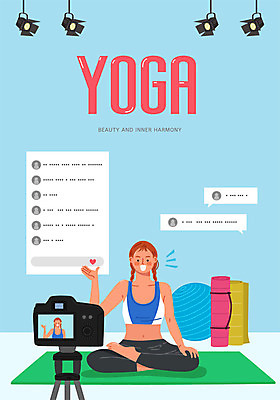 여자 하늘색 일러스트 요가 조명 건강 대화 한명 사람 성인 운동 평화 카메라 건강관리 촬영 스트레칭 요가자세 매트 짐볼 즐거움 명상 힐링 채팅 성인여자한명만 1인미디어 국내일러스트 AI파일 1 웰빙 감정 포즈 컨셉 관리 말하기 파란색 전자제품 방송 여자한명만 성인여자만 파일형식 벡터