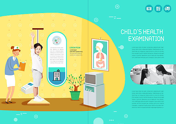 PSD 템플릿 표지디자인 북디자인 출판디자인 여자 남자 내지 어린이 리플렛 북커버 의학 건강 병원 여러명 성인 30대 한국인 간호사 의사 키재기 건강검진 민트색 이미지템플릿 컬러 다수 사람 동양인 장년 의료진 측정 검사_조사 키_신체 파일형식