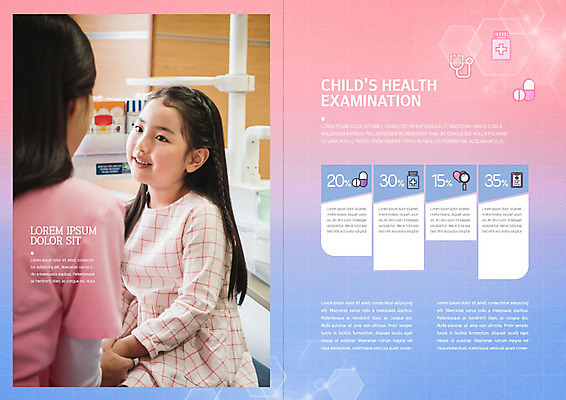 PSD 템플릿 표지디자인 북디자인 출판디자인 여자 내지 어린이 리플렛 분홍색 북커버 의학 건강 치과 병원 성인 두명 30대 한국인 의사 건강검진 여자만 이미지템플릿 컬러 사람 동양인 장년 의료진 검사_조사 파일형식