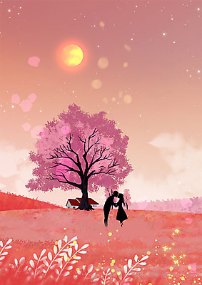 PSD 커플 여자 남자 실루엣 분홍색 백그라운드 프로포즈 꽃밭 일러스트 따뜻함 사랑 사람 풍경 초원 성인 두명 봄 로맨틱 벚꽃 성인만 봄배경 국내일러스트 계절 꽃 감정 컬러 컨셉 관계 촬영기법 파일형식