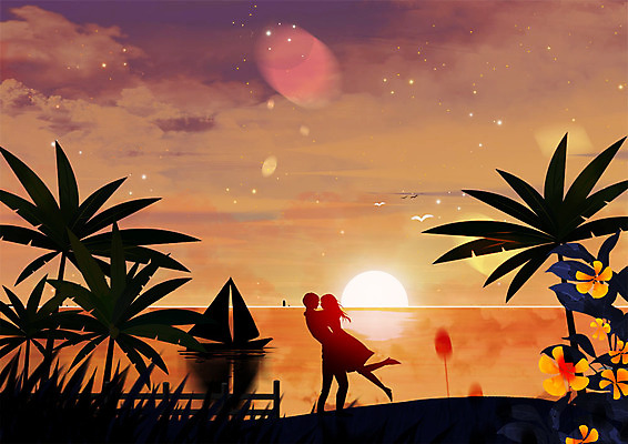 PSD 커플 여자 남자 실루엣 바다 백그라운드 프로포즈 일러스트 따뜻함 사랑 사람 풍경 성인 해변 두명 여름 노을 일몰 로맨틱 돛단배 성인만 국내일러스트 자연요소 계절 감정 컨셉 배_교통 관계 촬영기법 파일형식