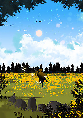 PSD 커플 여자 남자 실루엣 백그라운드 프로포즈 꽃밭 일러스트 따뜻함 사랑 사람 풍경 초원 성인 두명 봄 성인만 봄배경 국내일러스트 계절 꽃 감정 관계 촬영기법 파일형식