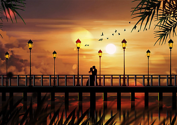PSD 커플 여자 남자 실루엣 백그라운드 프로포즈 야경 가로등 일러스트 따뜻함 사랑 사람 성인 두명 걷기 노을 산책 로맨틱 저녁 가교 성인만 국내일러스트 자연요소 건축물 공공시설 감정 컨셉 관계 모션 휴식 촬영기법 야간 파일형식 풍경_경치