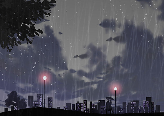 PSD 커플 공원 여자 남자 실루엣 백그라운드 프로포즈 가로등 일러스트 우산 따뜻함 사랑 사람 풍경 성인 두명 걷기 도시 비 성인만 국내일러스트 자연요소 공공시설 감정 관계 모션 날씨 촬영기법 파일형식