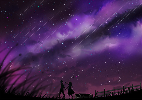PSD 커플 여자 남자 실루엣 별 백그라운드 프로포즈 야경 일러스트 따뜻함 사랑 사람 성인 두명 걷기 산책 로맨틱 유성 은하수 성인만 국내일러스트 자연요소 감정 컨셉 관계 모션 자연 휴식 촬영기법 야간 파일형식 풍경_경치