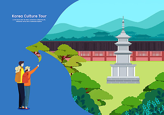 PSD 커플 여자 남자 여유 여행 일러스트 자연 사람 풍경 두명 컬러풀 문화재 즐거움 국내여행 석가탑 국내일러스트 감정 컬러 관계 석탑 생태계 불국사 파일형식