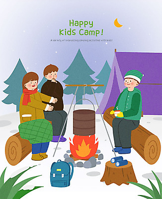 PSD 나무 여자 남자 행복 어린이라이프 어린이 겨울 가방 일러스트 배낭 텐트 사람 세명 컬러풀 망원경 캠핑 눈 체험 모닥불 캠핑장 즐거움 통나무 통나무의자 어린이캠프 겨울캠프 국내일러스트 자연요소 식물 라이프스타일 잡화 계절 감정 컬러 컨셉 의자 불 레저 날씨 캠핑도구 파일형식