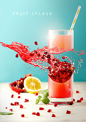 PSD 편집이미지 잎 과일 잔 사람없음 빨간색 여름 신선 달콤 과일주스 레몬 상큼 석류 과즙 과일조각 민트색 스플래쉬 이미지편집 식물 식기 계절 컬러 조각 주스 맛 파일형식