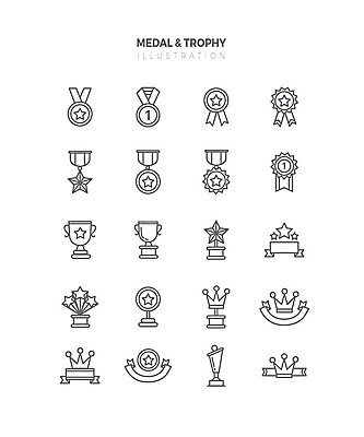 아이콘 사람없음 세트 회색 우승 상패 트로피 메달 라인아이콘 금메달 동메달 은메달 2D아이콘 AI파일 컬러 최고 상_우승 상_상패 파일형식 벡터
