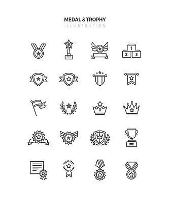 아이콘 사람없음 세트 회색 우승 상패 트로피 메달 라인아이콘 금메달 동메달 월계수 은메달 2D아이콘 AI파일 컬러 최고 상_우승 상_상패 파일형식 벡터