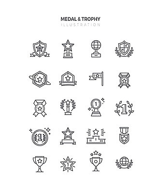 아이콘 사람없음 세트 회색 우승 상패 트로피 메달 라인아이콘 금메달 동메달 월계수 은메달 2D아이콘 AI파일 컬러 최고 상_우승 상_상패 파일형식 벡터