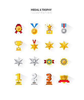 아이콘 사람없음 세트 컬러풀 우승 상패 트로피 메달 금메달 동메달 은메달 평면 2D아이콘 AI파일 컬러 최고 상_우승 상_상패 파일형식 벡터