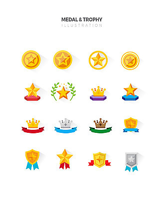 아이콘 별 왕관 사람없음 세트 컬러풀 우승 상패 트로피 메달 금메달 동메달 왕관모양 월계수 은메달 2D아이콘 AI파일 자연요소 모양 컬러 최고 상_우승 상_상패 파일형식 벡터