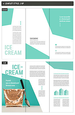 템플릿 표지디자인 표지 ZIP 내지 리플렛 3단접지 아이스크림 팜플렛 사람없음 숟가락 달콤 시원함 민트색 인디자인 INDD 이미지템플릿 컬러 디저트 수저 맛 파일형식
