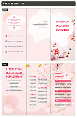 템플릿 표지디자인 표지 ZIP 내지 리플렛 분홍색 3단접지 디저트 막대사탕 사탕 팜플렛 사람없음 원형 달콤 마시멜로우 인디자인 INDD 이미지템플릿 도형 음식 컬러 맛 파일형식