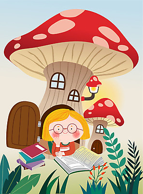 여자 교육 어린이라이프 어린이 일러스트 상상 교육캐릭터 한명 사람 책 빨간색 빛 독서 문 버섯 풀잎 즐거움 상상력 에듀 소녀한명만 스쿨팩 국내일러스트 일러캐릭터 AI파일 캐릭터 1 라이프스타일 감정 컬러 잎 풀_식물 에듀케이션 여자한명만 소녀만 파일형식 벡터