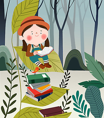 여자 교육 어린이라이프 어린이 일러스트 상상 나뭇잎 교육캐릭터 한명 사람 책 독서 회색 풀잎 숲 즐거움 상상력 에듀 소녀한명만 스쿨팩 국내일러스트 일러캐릭터 AI파일 캐릭터 1 라이프스타일 감정 컬러 잎 풀_식물 에듀케이션 여자한명만 소녀만 파일형식 벡터