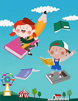 여자 교육 남자 어린이라이프 어린이 일러스트 상상 교육캐릭터 사람 두명 책 독서 연필 즐거움 대관람차 상상력 에듀 어린이만 스쿨팩 국내일러스트 일러캐릭터 AI파일 캐릭터 라이프스타일 감정 학용품 필기구 놀이기구 에듀케이션 파일형식 벡터
