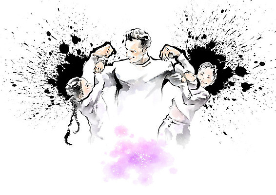 PSD 교육 딸 아들 분홍색 일러스트 캘리그라피 가족 붓터치 함께함 매달리기 세명 터치 자녀 아빠 번짐 팔 에듀 에듀케이션 부자지간 부녀 스쿨팩 국내일러스트 컬러 컨셉 관계 모션 사람 신체부위 파일형식 효과