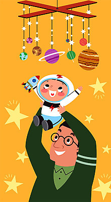 직업 남자 별 아들 어린이 일러스트 가족 놀이 사람 성인 두명 장난감 노란색 주황색 행성 우주비행사 체험학습 체험 아빠 우주선 즐거움 우주복 태양계 모빌 직업체험 부자지간 남자만 육아대디 국내일러스트 AI파일 자연요소 옷 감정 컬러 컨셉 관계 우주 아기용품 파일형식 벡터