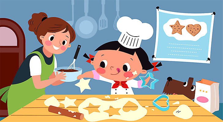 직업 그릇 여자 딸 반려견 어린이 일러스트 가족 놀이 탁자 모녀 엄마 주방용품 봉투 틀 요리 사람 성인 두명 컬러풀 문 쿠키 요리사 체험학습 체험 프라이팬 강아지 즐거움 국자 반죽 제빵 뒤집개 밀대 직업체험 여자만 국내일러스트 AI파일 식기 감정 컬러 가구 생활용품 컨셉 관계 디저트 반려동물 제과제빵 개 파일형식 벡터