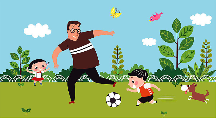 나무 식물 구름 직업 여자 남자 딸 반려견 아들 어린이 나비 일러스트 가족 놀이 조류 축구선수 사람 성인 세명 컬러풀 축구 체험학습 체험 아빠 강아지 즐거움 직업체험 반려 국내일러스트 AI파일 자연요소 동물 감정 컬러 곤충 컨셉 관계 운동선수 반려동물 구기 개 파일형식 벡터