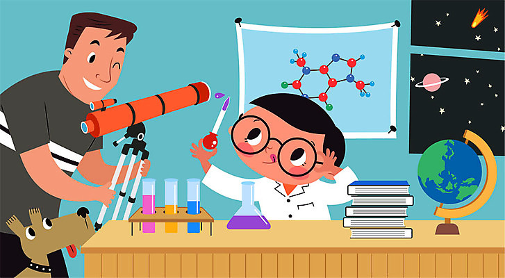 직업 남자 별 반려견 아들 어린이 과학 일러스트 창문 가족 놀이 탁자 실험기구 사람 성인 두명 책 컬러풀 지구본 우주 망원경 행성 체험학습 체험 아빠 강아지 과학자 즐거움 시험관 비커 삼각플라스크 직업체험 부자지간 남자만 국내일러스트 AI파일 자연요소 감정 컬러 가구 컨셉 관계 반려동물 개 플라스크 학자 파일형식 벡터