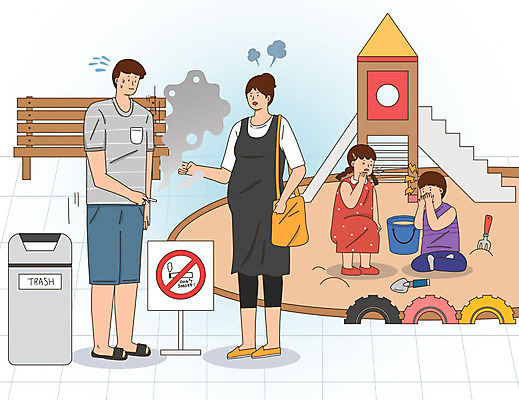 PSD 여자 남자 어린이 벤치 일러스트 엄마 흡연 담배 건강 사람 여러명 성인 임산부 쓰레기통 연기 미끄럼틀 놀이터 타이어 금연 소꿉놀이 금연구역 모래삽 흡연금지 엄격한 국내일러스트 캠페인 다수 의자 가족 놀이 임신 금지 놀이기구 삽 사회이슈 제한구역 파일형식