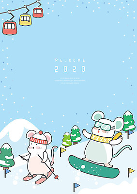하늘색 두마리 겨울 일러스트 스키 스키장 새해 프레임 사람없음 달력 십이지신 스노우보드 쥐띠 쥐 쥐캐릭터 케이블카 1월 프레임일러스트 흰쥐 2020년 경자년 국내일러스트 AI파일 계절 동물캐릭터 2 겨울스포츠 파란색 보드_스포츠 날짜 설치류 연도 파일형식 벡터