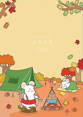 단풍 두마리 일러스트 새해 프레임 텐트 사람없음 주황색 캠핑 달력 가을 십이지신 쥐띠 쥐 9월 쥐캐릭터 프레임일러스트 흰쥐 2020년 경자년 국내일러스트 AI파일 계절 컬러 동물캐릭터 잎 2 레저 캠핑도구 날짜 설치류 연도 파일형식 벡터
