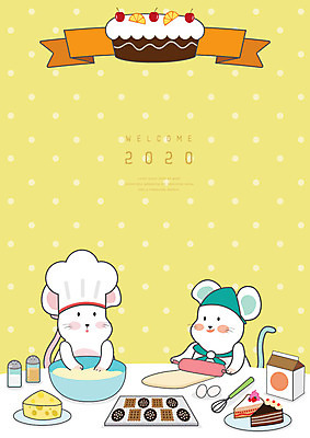 두마리 일러스트 치즈 새해 프레임 사람없음 노란색 쿠키 케이크 달력 가을 십이지신 쥐띠 쥐 11월 만들기 제빵 쥐캐릭터 프레임일러스트 흰쥐 2020년 경자년 국내일러스트 AI파일 계절 컬러 동물캐릭터 2 모션 디저트 유제품 제과제빵 날짜 설치류 연도 파일형식 벡터